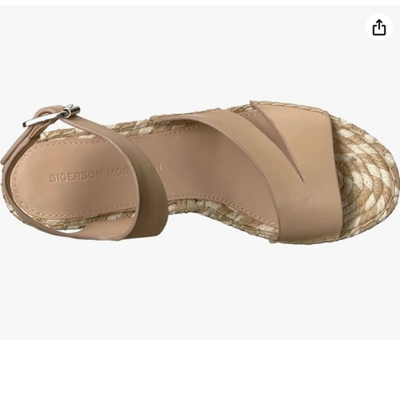 SIGERSON MORRISON Arien platform wedge Espadrille beige leather sandal pumps 7 - Picture 4 of 16